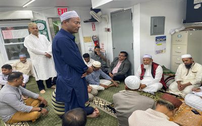 প্রখ্যাত সাংস্কৃতিক ব্যক্তিত্ব গাজী মাজহারুল আনোয়ারের আত্মার মাগফেরাত কামনায় যুক্তরাষ্ট্র জাসাসের উদ্যোগে এক দোয়া-মাহফিল অনুষ্ঠিত হয়। মাহফিলে গাজী মাজহারুল আনোয়ারের আত্মার শান্তি কামনায় সকলের দোয়া চেয়ে বক্তব্য দেন ইঞ্জিনিয়ারন সায়েম রহমান। ছবি-বাংলাদেশ প্রতিদিন।