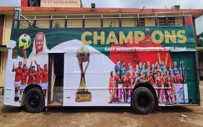 সাফজয়ী সাবিনাদের জন্য প্রস্তুত চ্যাম্পিয়ন বাস