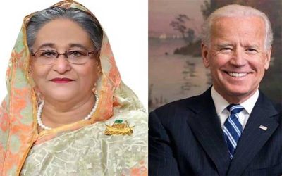 জো বাইডেনের অভ্যর্থনায় শেখ হাসিনার যোগদান