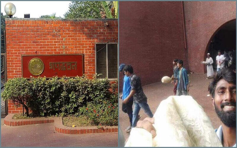 গণভবনে ঢুকে হাজারো ছাত্র-জনতার উল্লাস